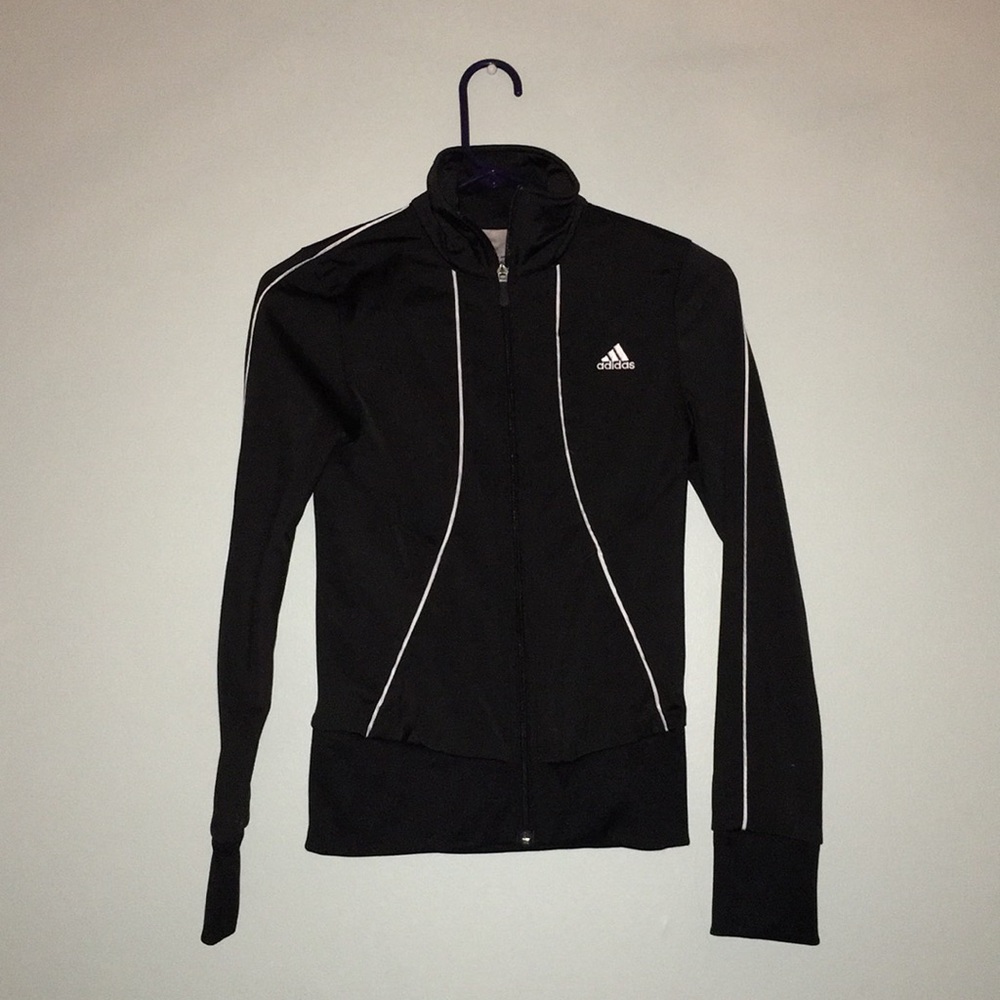 adidas zip up jacket black with white